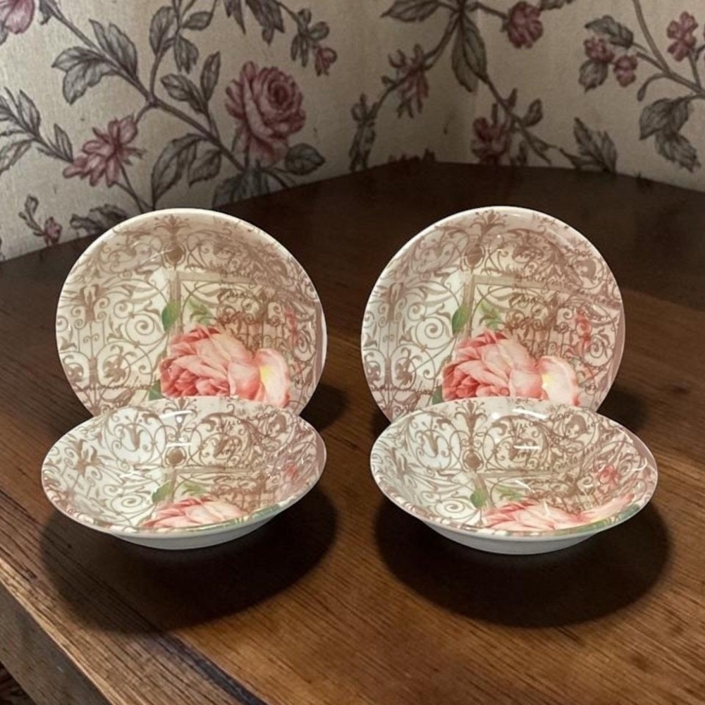 Royal Stafford England Antique Rose Cereal Bowls, Set Of 4, Vintage Dinnerware
